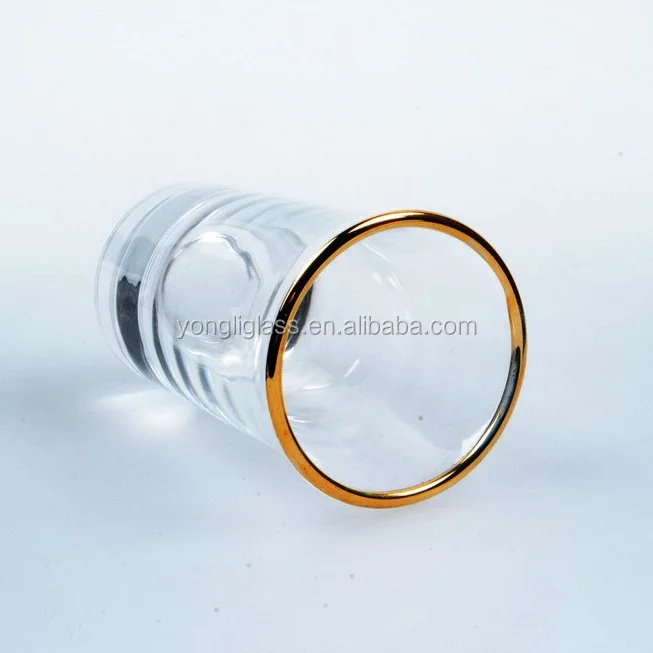 Wholesale gold rim mini shot glass, promotional gift wine glass, rum shot glasses wholesale for hotel