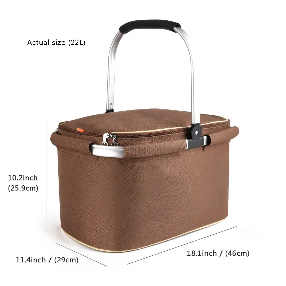High Quality Collapsible Portable Polyester Fabric Cane Picnic Basket