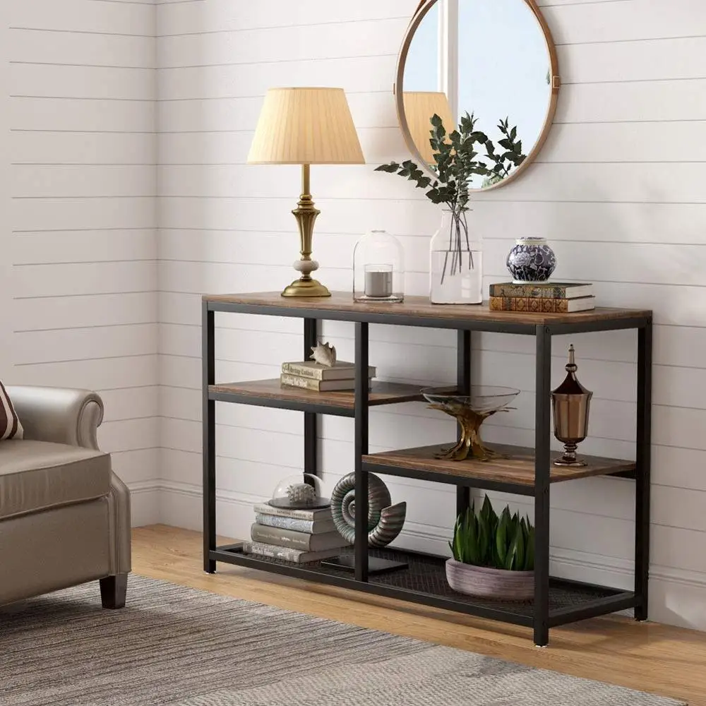 TV Stand Media Stand with Net Storage Shelf 4 Shelf Entertainment Center Media Console Table for Living Room