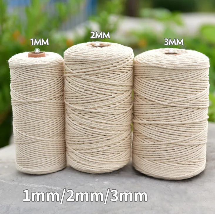 Wholesale natural 6mm twisted  macrame cotton cord 6mm  for DIY tapestry