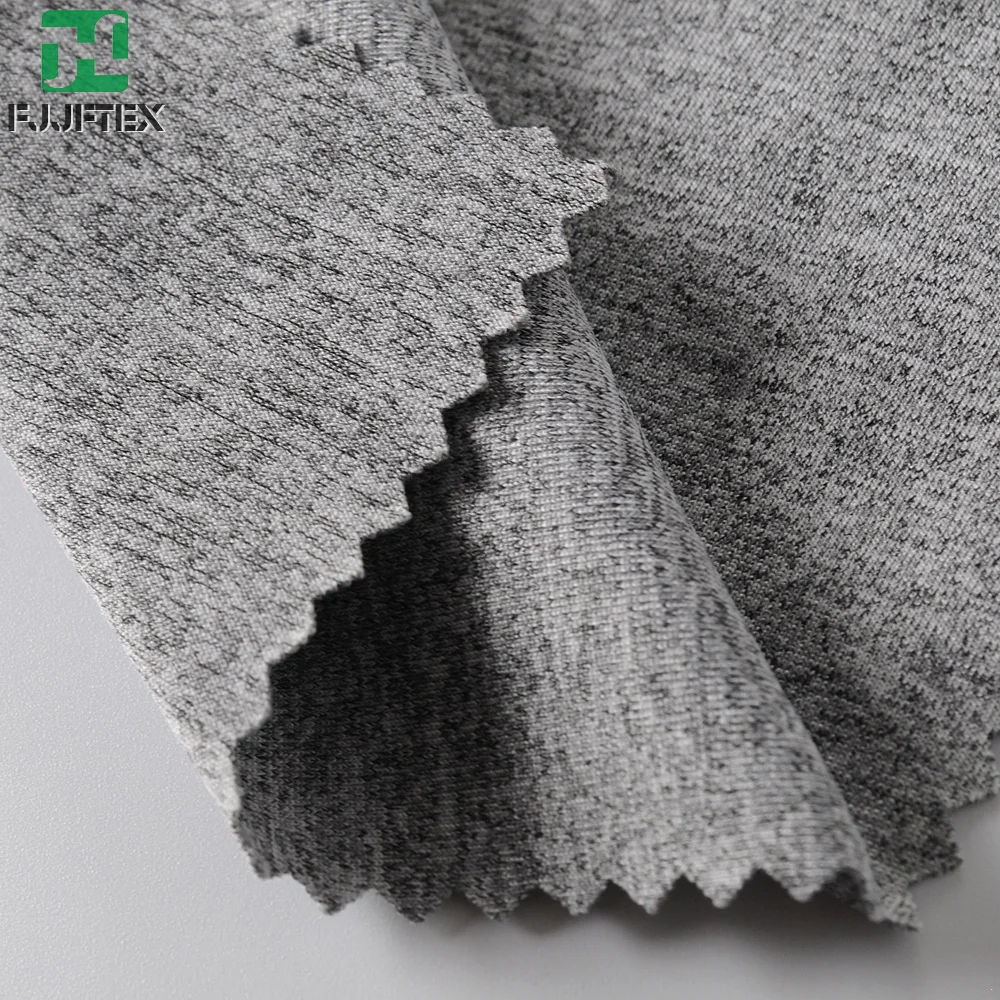 88 polyester 12 spandex grey melange yarn dyed jersey fabric