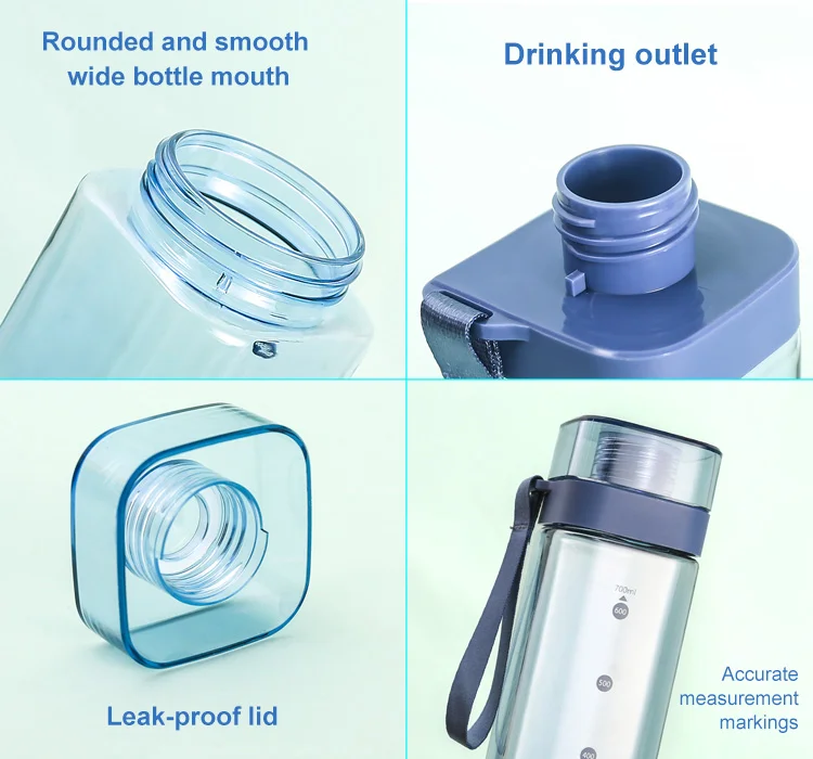 Hot Products 400ml 550ml 700ml Square Shape Transparent Plastic Drinking Bottle Safe and environmentally friendly