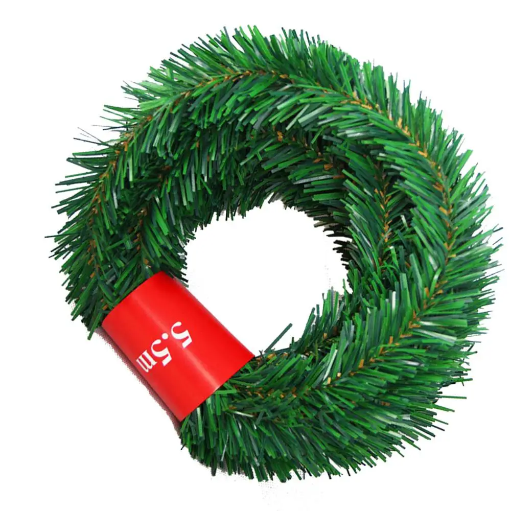 5.5m Pine Christmas Garland Decorative Eco-friendly Green Artificial Xmas Tree Rattan Banner Decoration