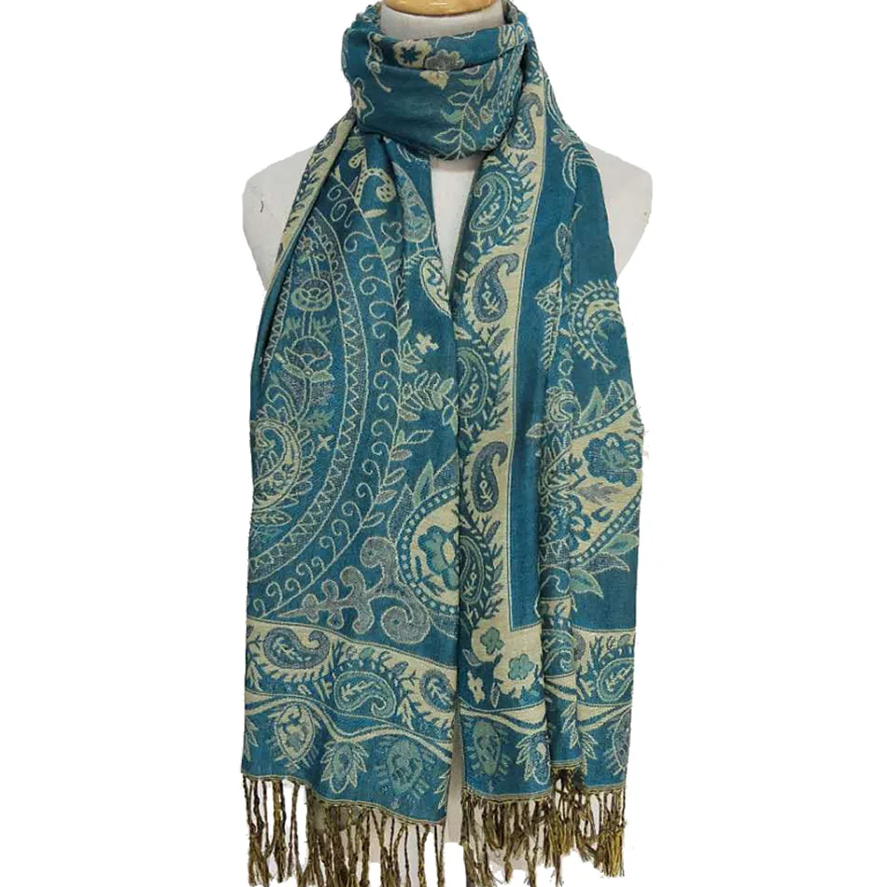 Classic Paisley Floral Pashmina Scarf Comfortable and Warm Shawl With Tassel for Ladies