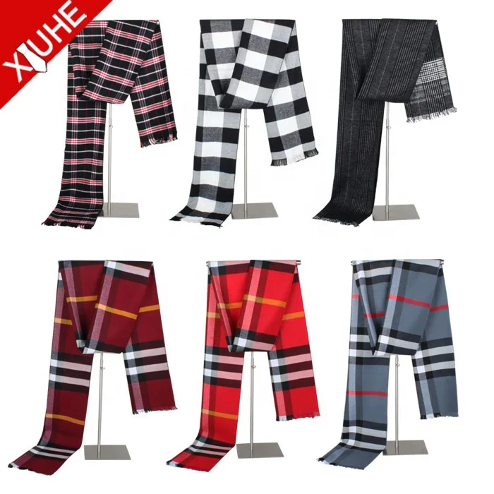 Custom Fashion Unisex Winter Scarves High Quality Stripe Viscose Scarf Shawl for Men Scarf Men