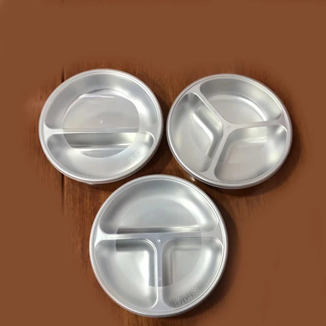 Factory supply directly Wholesale stainless steel round shape baby snack tray with plastic lid
