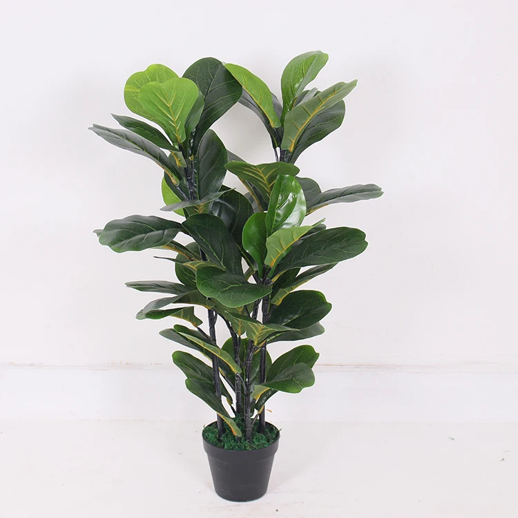 Best price lifelike fiddle leaf plant 90cm artificial ficus lyrata, custom home decoration fabric plastic large artificial tree