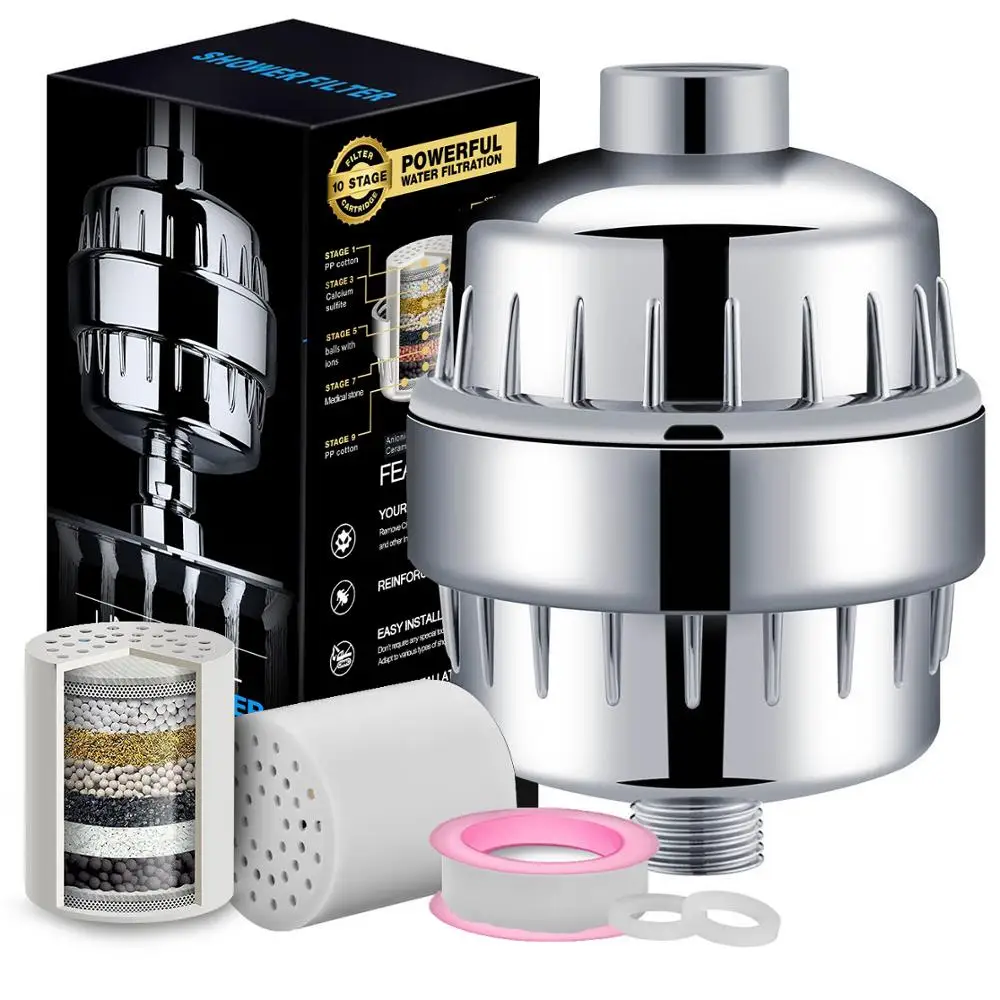 Amazon Hot Sale Universal 15 stages Activated Carbon KDF Vitamin C Baby Shower filter  Shower Water Purifier