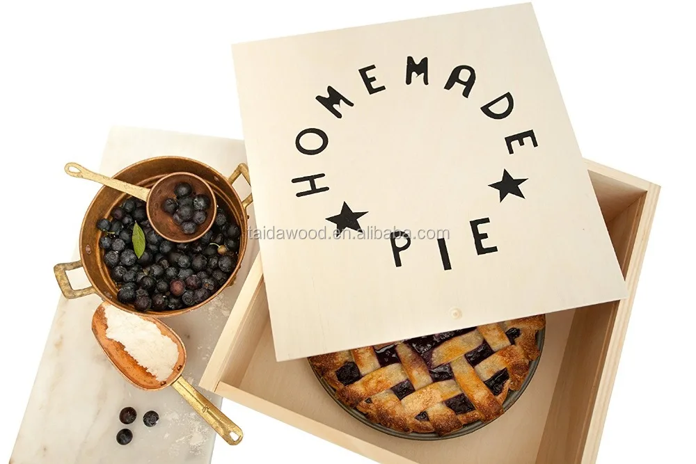 Custom personality slide pine wooden pie box with lid