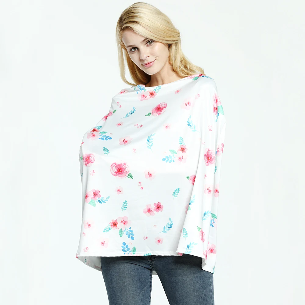 Custom Spandex Polyester Knitted Muslin Baby Car Seat Canopy Poncho Protector Infinity Nursing Cover Scarf for Breastfeeding