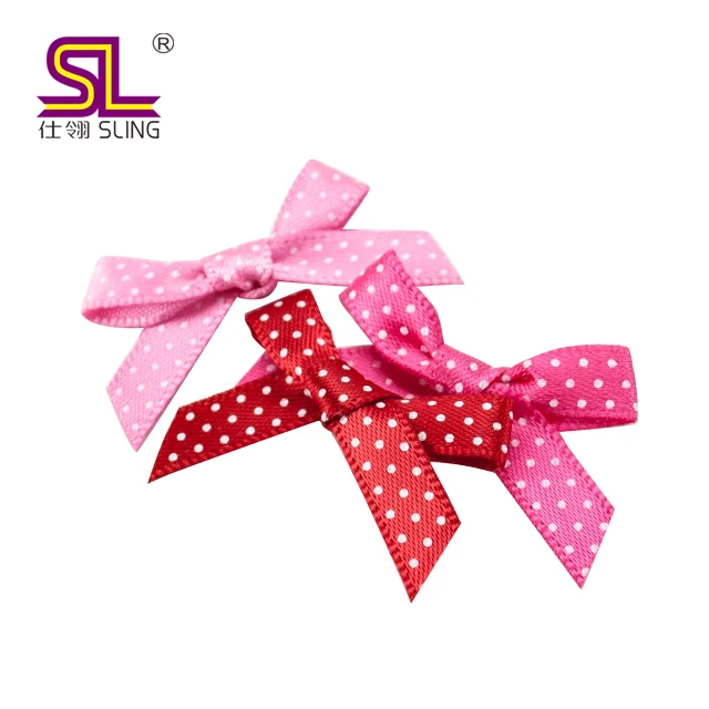 Printed mini Ribbon Bows Adhesive Satin  Small Pre Made Bow