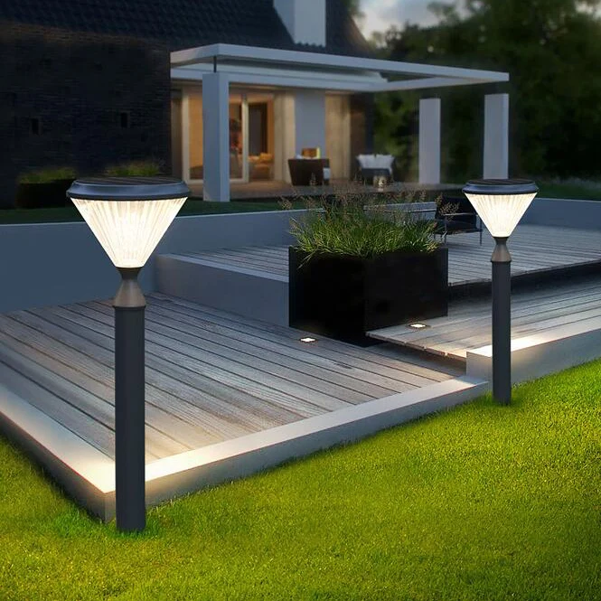 Solar LED Bollard 50CM 75CM 100CM Ground Stake Lamp Dusk to Dawn Decorative Solar Garden Lights for Lawn Patio Yard Walkway