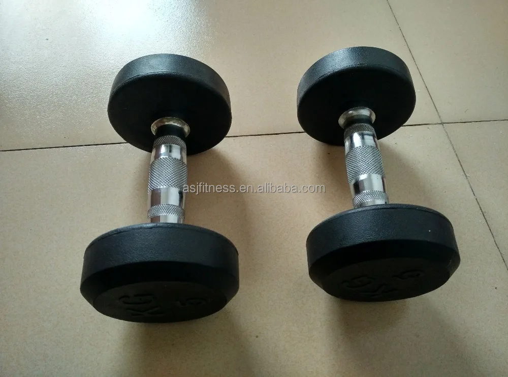 Factory Direct Sale Commercial Gym Dumbbell Set 50kg Rubber Round Dumbbell
