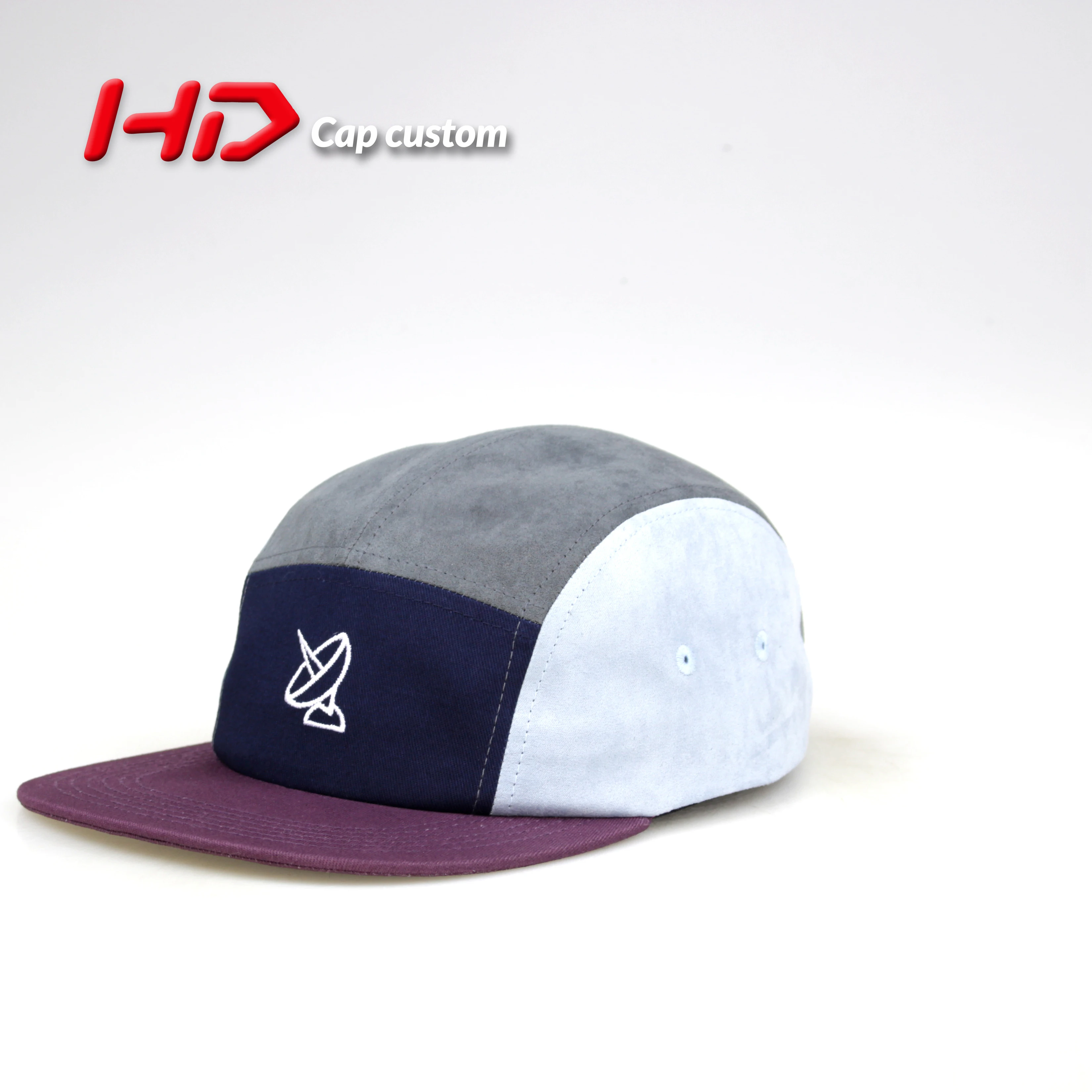 5 panel camp caps with embroidery logo flat brim unstructured style 5 panel hats