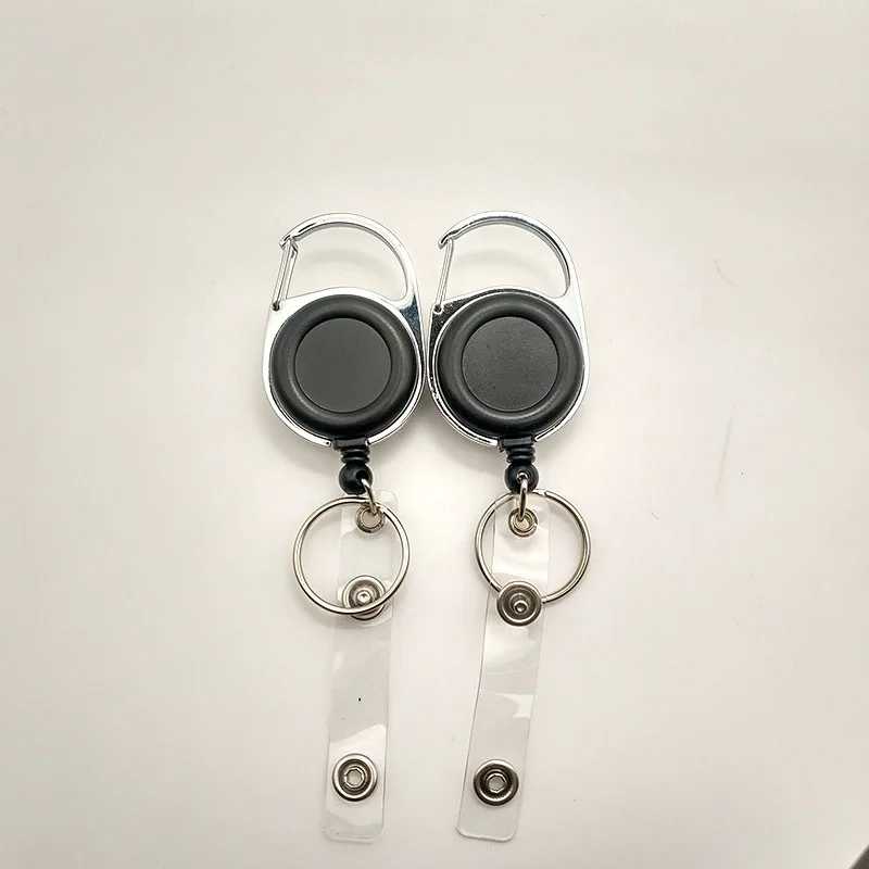 Retractable Plastic Roller Name Badge Clip Carabiner Keychain Badge Reel With Personalized LOGO