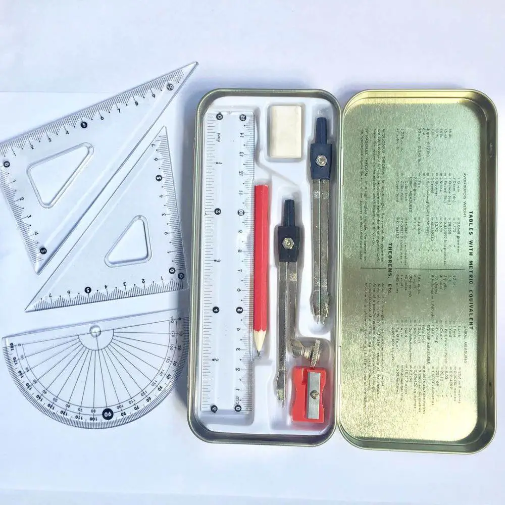 Высококачественные школьные принадлежности, жестяная коробка, набор для математики Оксфорд