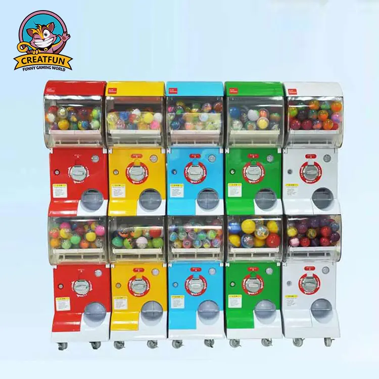 New new prize game coin gumball bouncing machine candy dispenser bounce ball sprial gum capsule vending machines