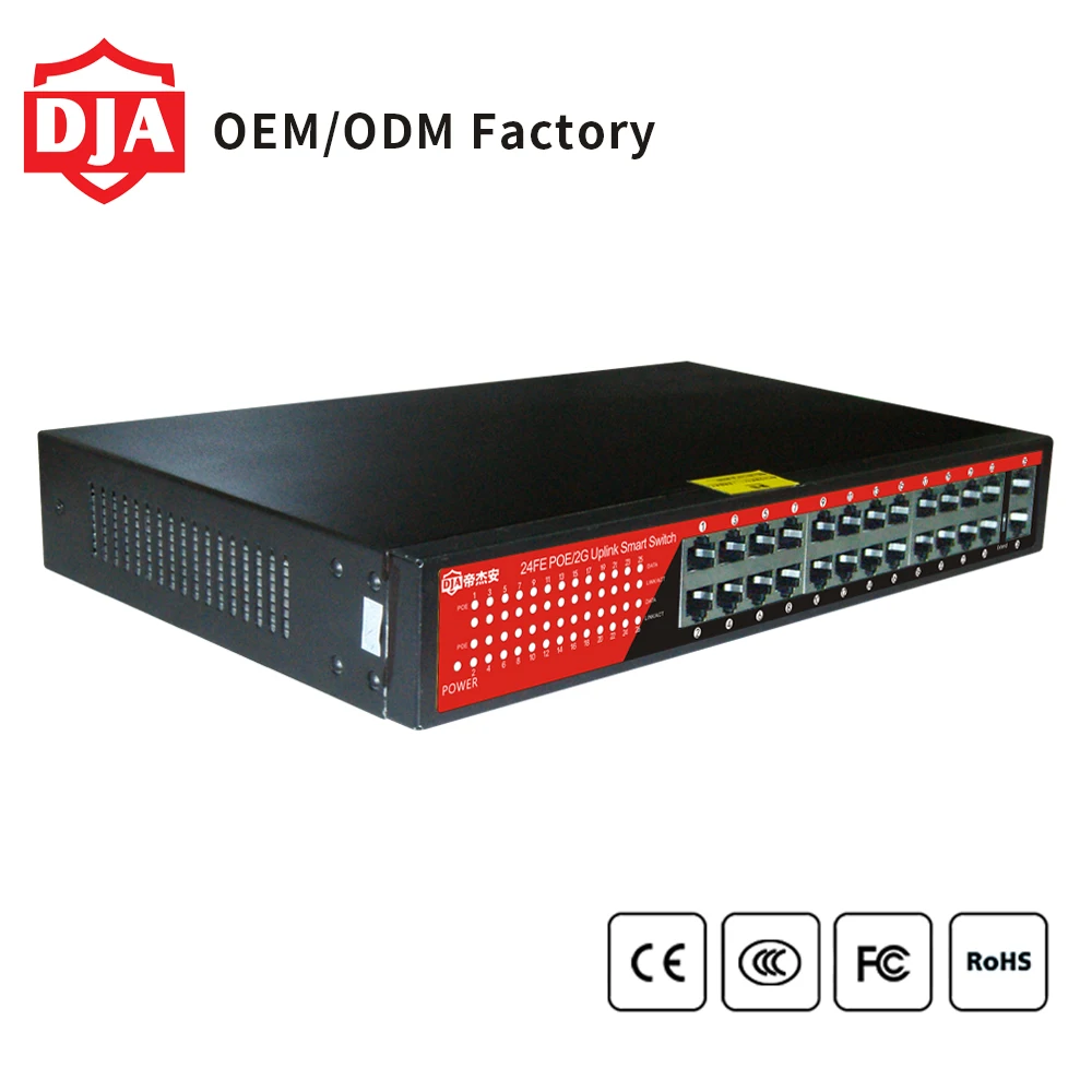 Smart 24+2 port poe switch outdoor ethernet ports for CCTV