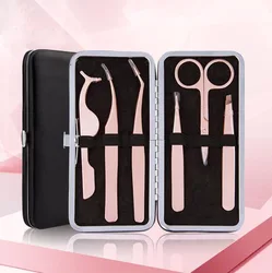 Частная марка, набор пинцетов из нержавеющей стали для объема ресниц для салона красоты