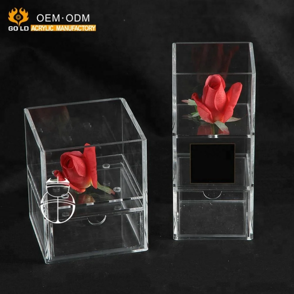 Display Case Acrylic Clear Acrylic Gift Packaging Box Acrylic Rose Box For Flower Roses Packing