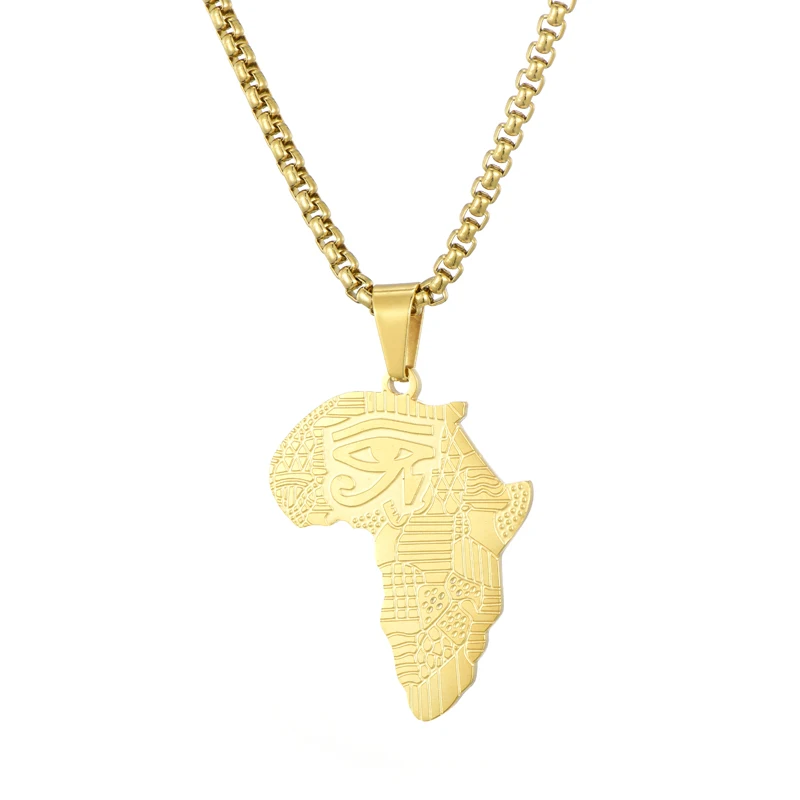 2018 Wholesale 18k Gold Plated Stainless Steel Gold Africa Map Pendant Necklace Jewelry
