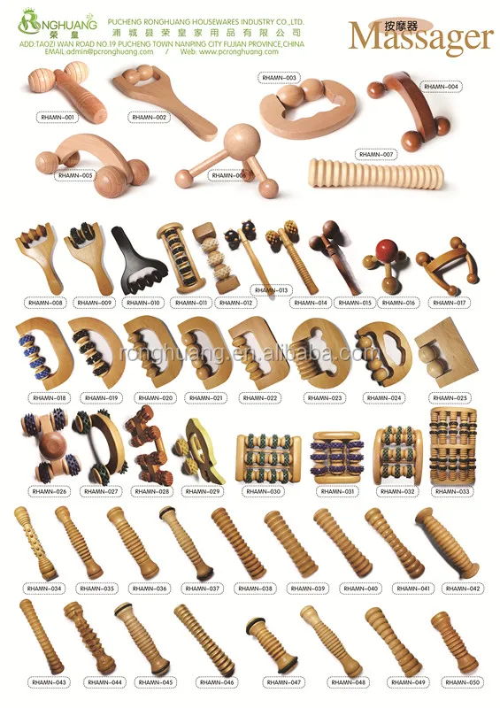 Wholesale Popular Hand Held Wooden Roller Massager