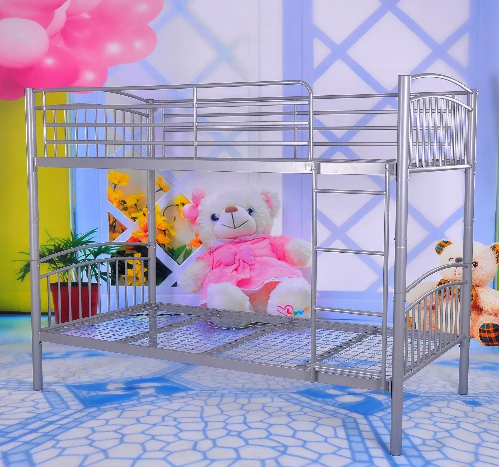 
Metal bunk beds with wire mesh base 