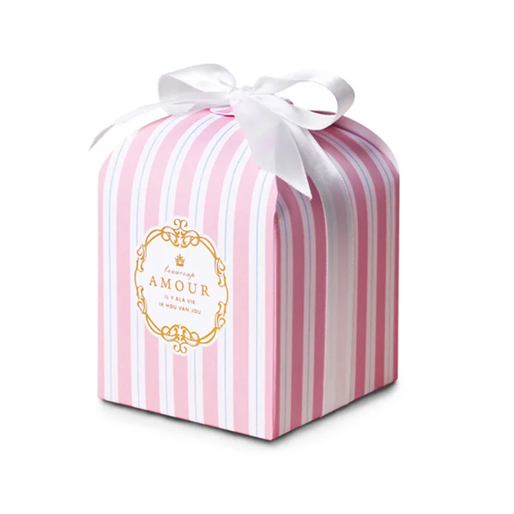 
Fashion Handmade Gift Striped Pattern Candle Candy Wedding Box 