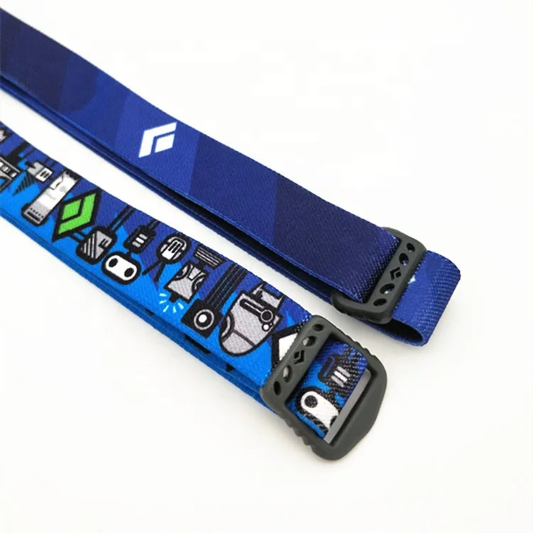 Custom Printed Elastic Band Polyester Headlamp Strap With Adjustable Buckle For Outdoor Activities