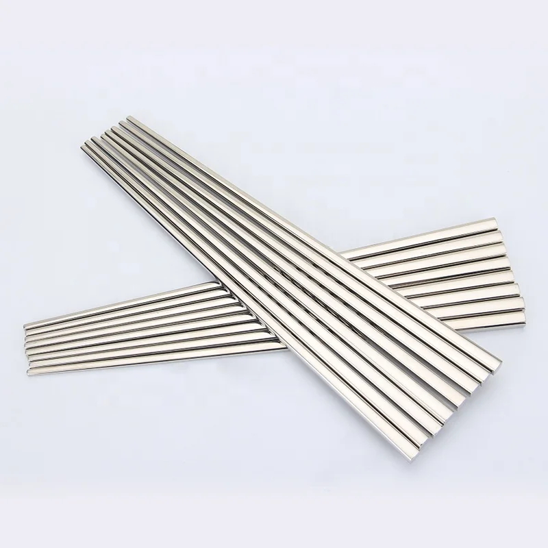 Luxury Korean Chopsticks Square Stainless Steel Chopsticks Household Hotel Restaurant Chopstick 10 pairs