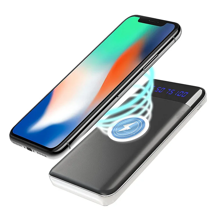 
High-Speed Wireless Power Bank with LED Digital Display, 10000mAh Power Bank For iPhone X, Qi Wireless Power Bank Charger 