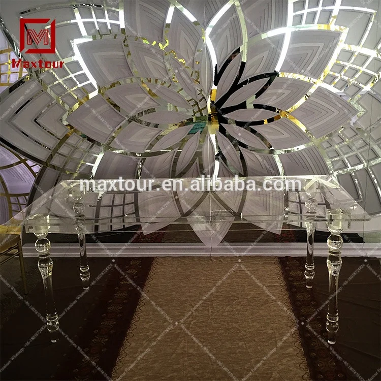 Custom clear ghost wedding furniture bride and groom acrylic dining table for event