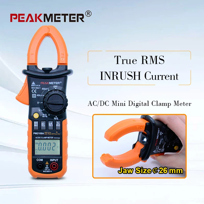 4000 Counts Auto/Manual Range Digital AC DC Current Clamp Meter with Inrush Current Test MS2108A