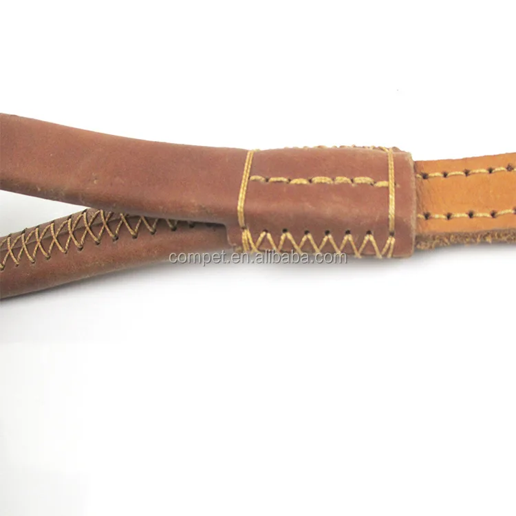 Handle used cattle hide short dog leads double stitched leather dog leash