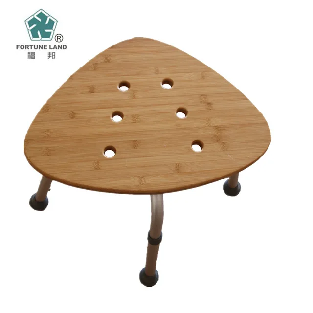 Bamboo Seat Aluminium Shower Chair Comfortable Adjustable Shower Bench