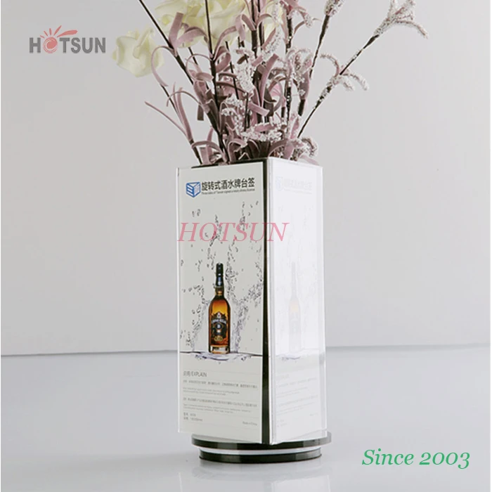 Cheap Price Rotating Acrylic Menu Holder 3 Sided Triangle Menu Stand