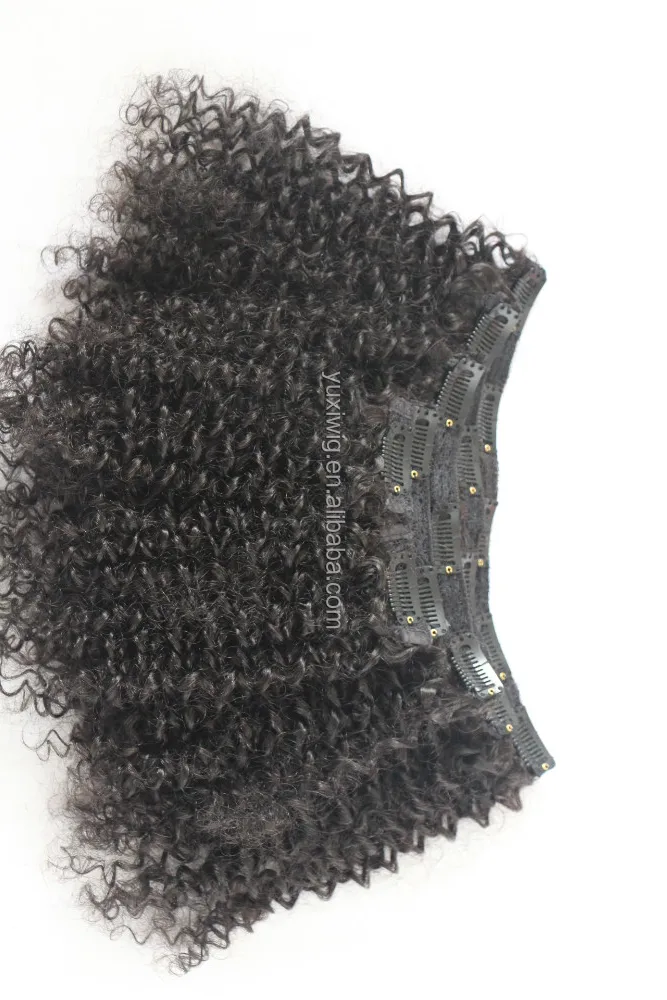 In stock 100% virgin human hair kinky curly clip ins, Best quality