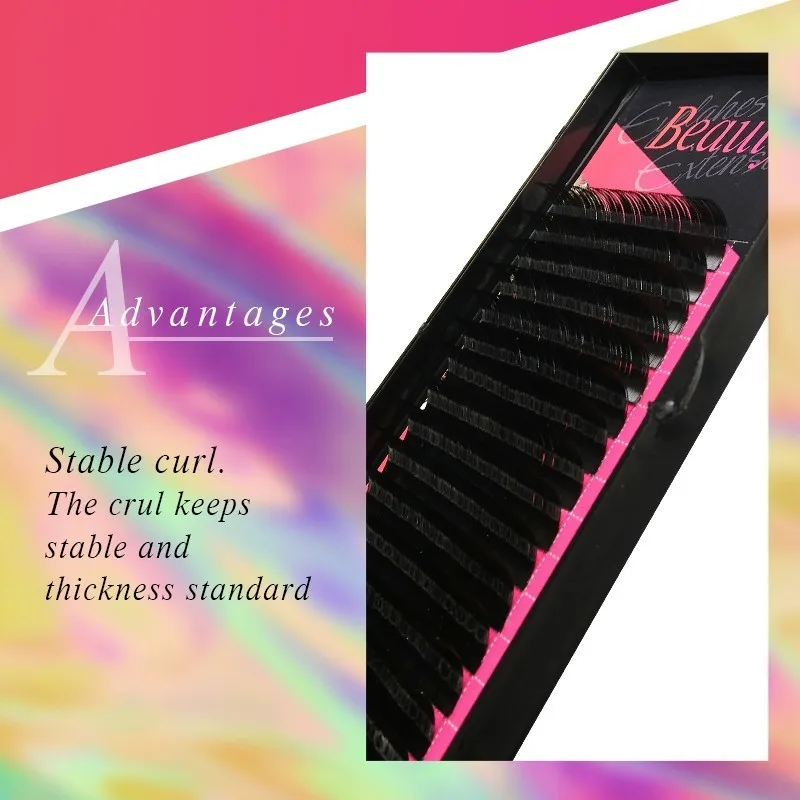 Private label cc curl eyelash extensions 16 Rows Individual Eyelashes Extension For Professionals