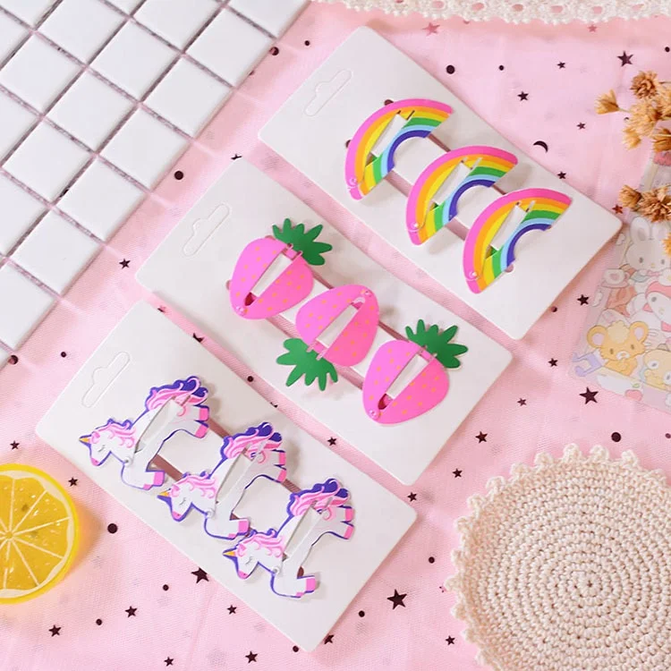 Детская краска для волос аксессуары для фруктов с нарисованной девочкой, заколка для волос 3 шт./пакет