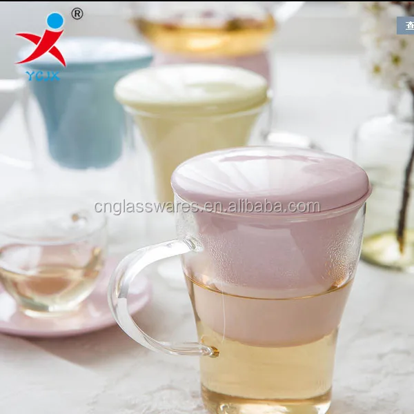 
 Термостойкие чашка чая сок чашки с крышкой прозрачные стеклянные кружки взрывозащищенные яйцо чашки  