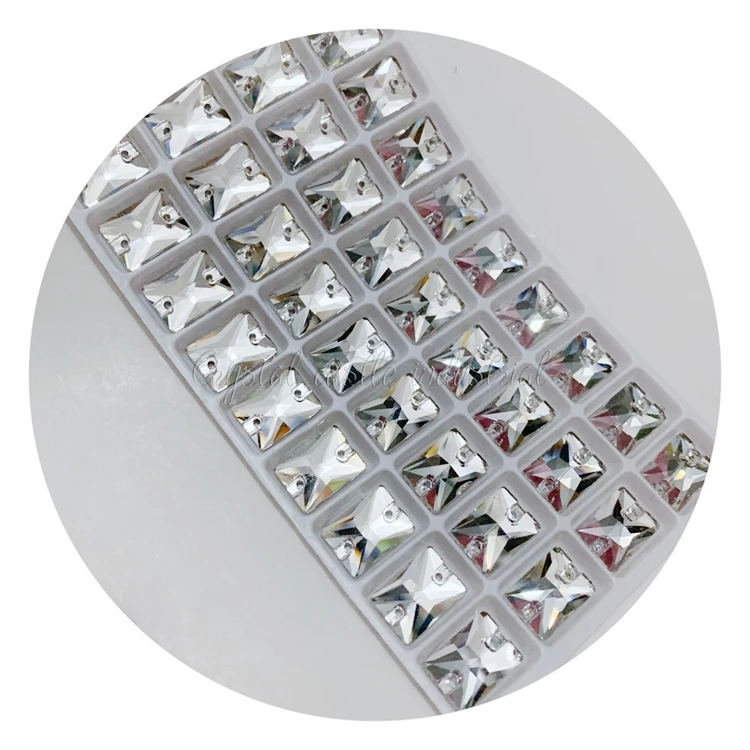 13*18mm 140pcs Crystal AB Clear White Rectangle Shape Sewing Rhinestones Flatback Sew-On Rhinestone For Women Dress