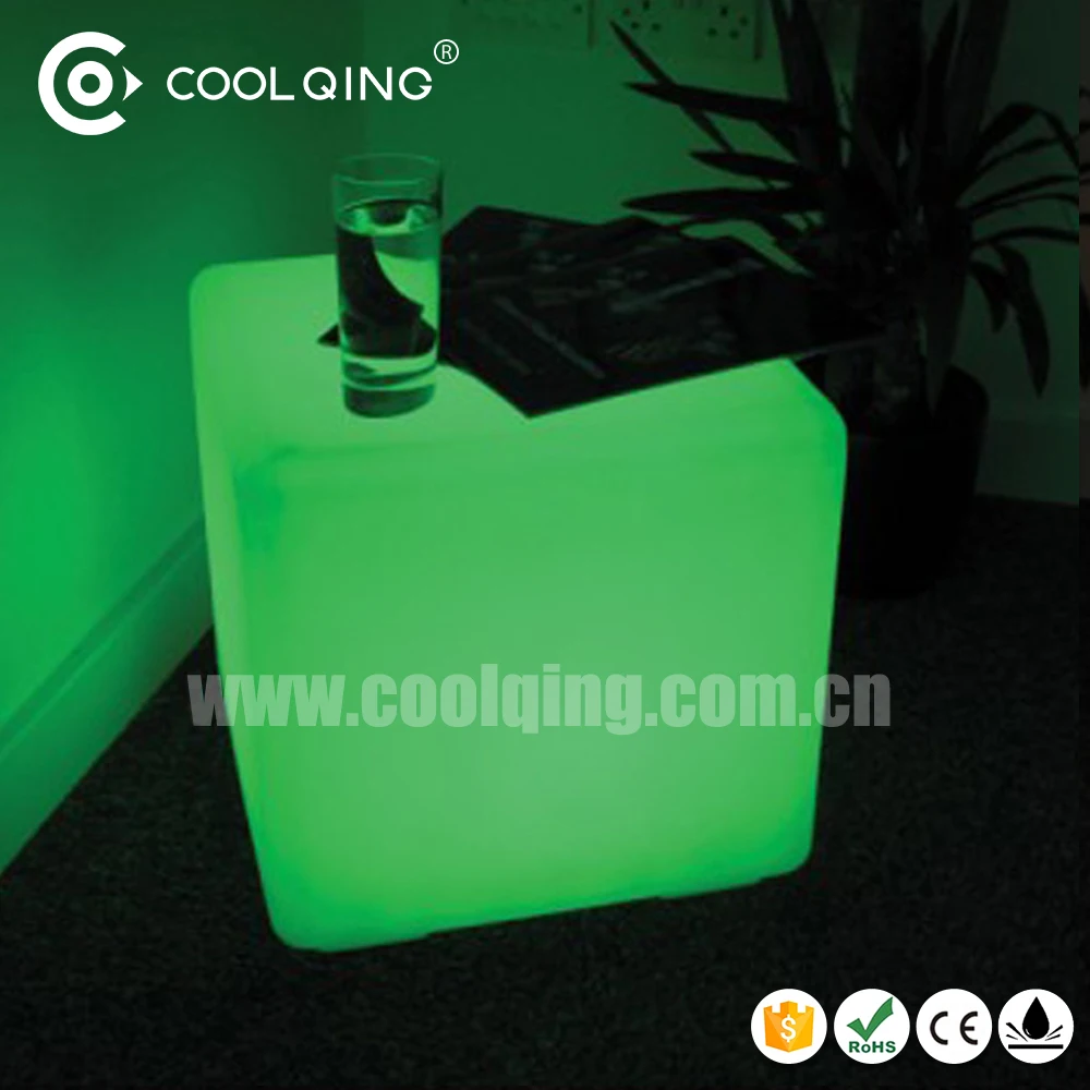 40cm Illuminated Plastic lighted plastic led cube/ led sitting cubes rechargeable seat