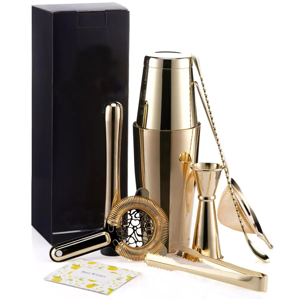 Top cocktail kits stainless steel barware set gold