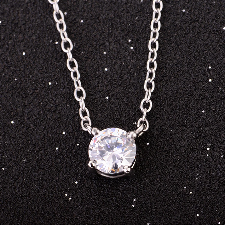 Fashion 925 Sterling Silver Choker Chains White CZ Stone necklace