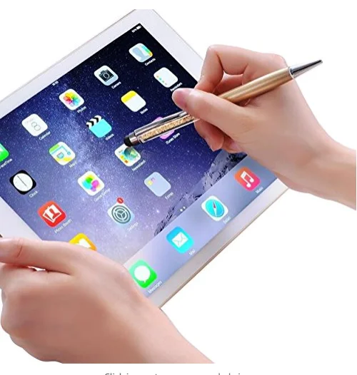 Customized Logo Colorful Stainless steel ball pen 2-in-1 Slim Crystal Diamond Stylus pen and Ink Ballpoint Pens (12 colors)