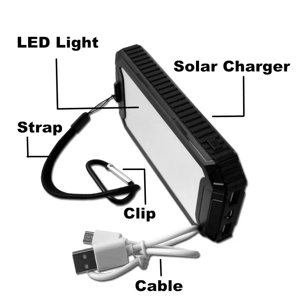 
PowerGreen Lamp Design Solar Power Bank 10000mAh Solar Kit Wallet Charger for Cell Phone 