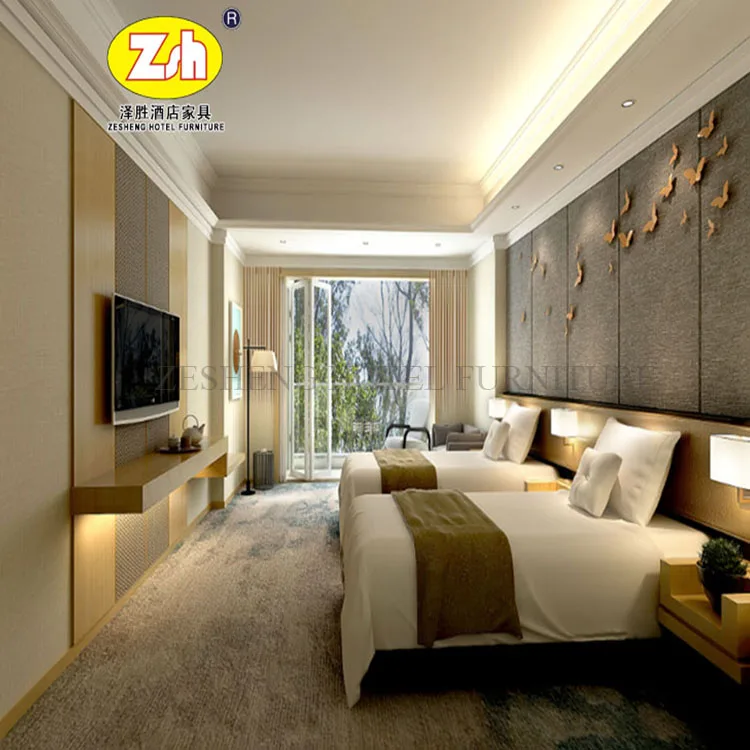 Dubai Hotel Apartment Villa Bed King Size Bedroom Furniture ZH-239