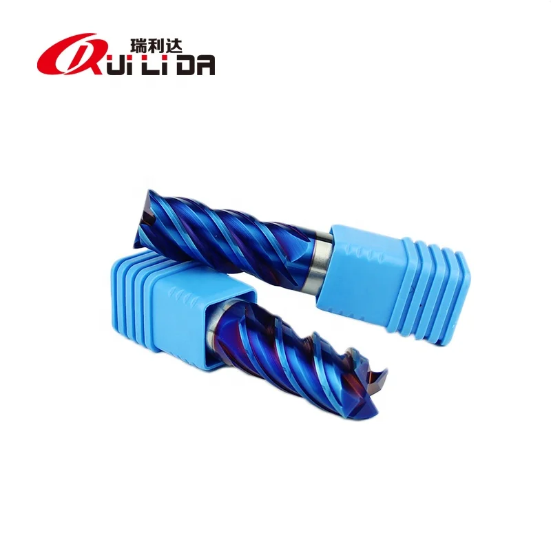 RLD 2020 famous high hardness carbide cutting tools blue naco coating flat end mills 4 flutes