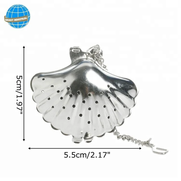 
Easy Use Seashell Shape Stainless Steel Loose Leaf Tea Infuser With Chain 