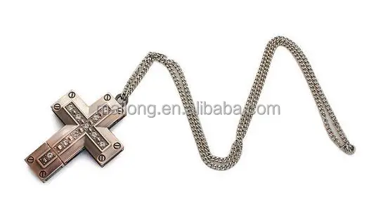 
16 g to 64 g creative metal cross U disk Christian gifts brick usb necklace usb flash drive PN6958 